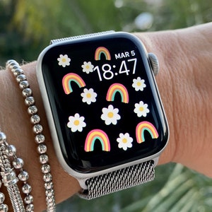 RAINBOW DAISY Apple Watch Face Wallpaper, Quadrante Apple Watch, Sfondo Apple Watch, Download digitale, Charms Apple Watch