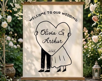 Fabric Wedding Welcome Sign, Custom Romantice Ceremony Reception Banner, Custom Garden Signage, Wedding Sweetheart Sign