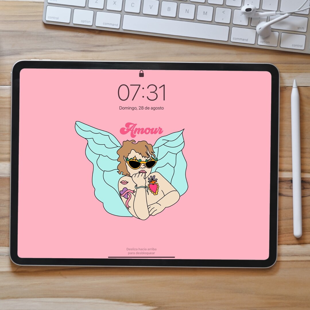 2023 Valentine's Day Stitch and Angel Wallpaper – Desktop/iPad