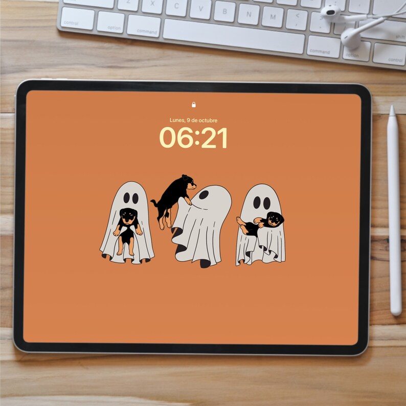 Cute Ghost WALLPAPER DESKTOP for Halloween, MacBook Wallpaper Aesthetic Background, Cute Halloween Wallpaper Laptop MacBook Wallpaper image 8
