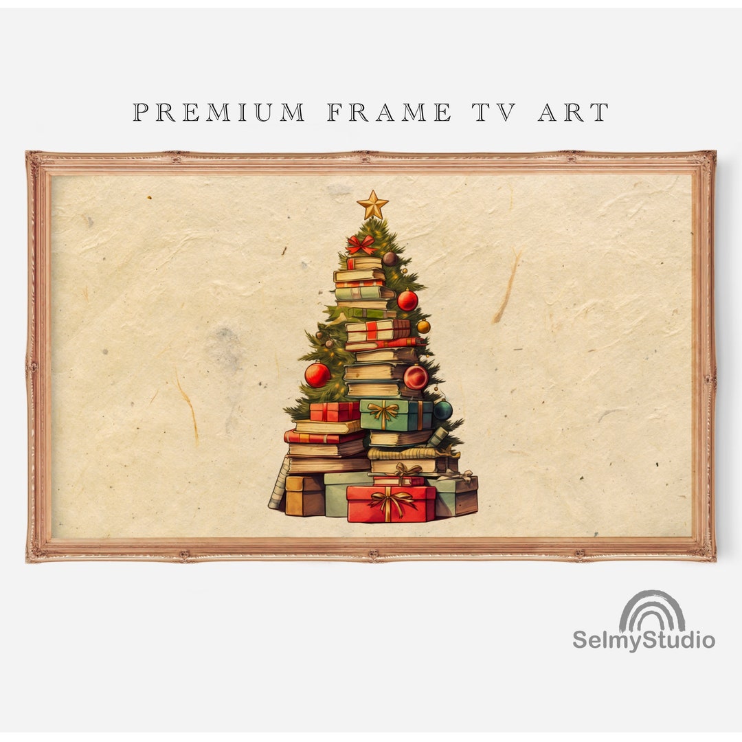 Frame Tv Christmas Book Tree, Frame Tv Books, Books Lovers Christmas