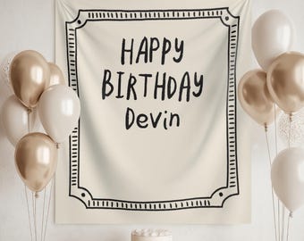 Birthday Banner Backdrop: Personalized Party Decor Fabric Sign