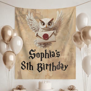 MAGICAL BIRTHDAY Party Backdrop WIZARD Witches Birthday Theme Decorations Magic Wizardry Owl Birthday Photo Backdrop Wizard Banner Sign