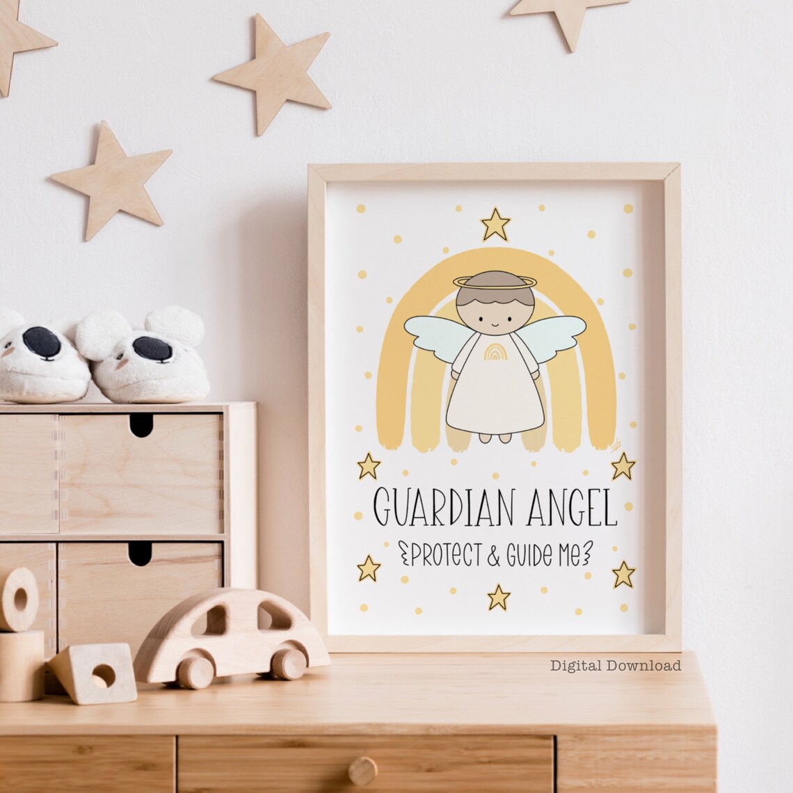 Guardian Angel Art Print Guardian Angel Home Decor First Etsy