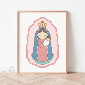 CHIQUINQUIRA, Chinita, Virgen de Chiquinquira, Nuestra Señora del Rosario de Chiquinquira, Decoración de pared imprimible, Arte Madre Santísima, Digital