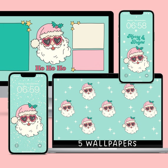 DESKTOP WALLPAPER for CHRISTMAS, Cute Pink Christmas Wallpaper Holiday Cute Pastel Aesthetic Desktop Lofi Wallpaper Ghibli Wallpaper