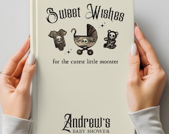 Livre d'or Halloween gothique pour baby shower : livre de souvenirs personnalisé petit monstre