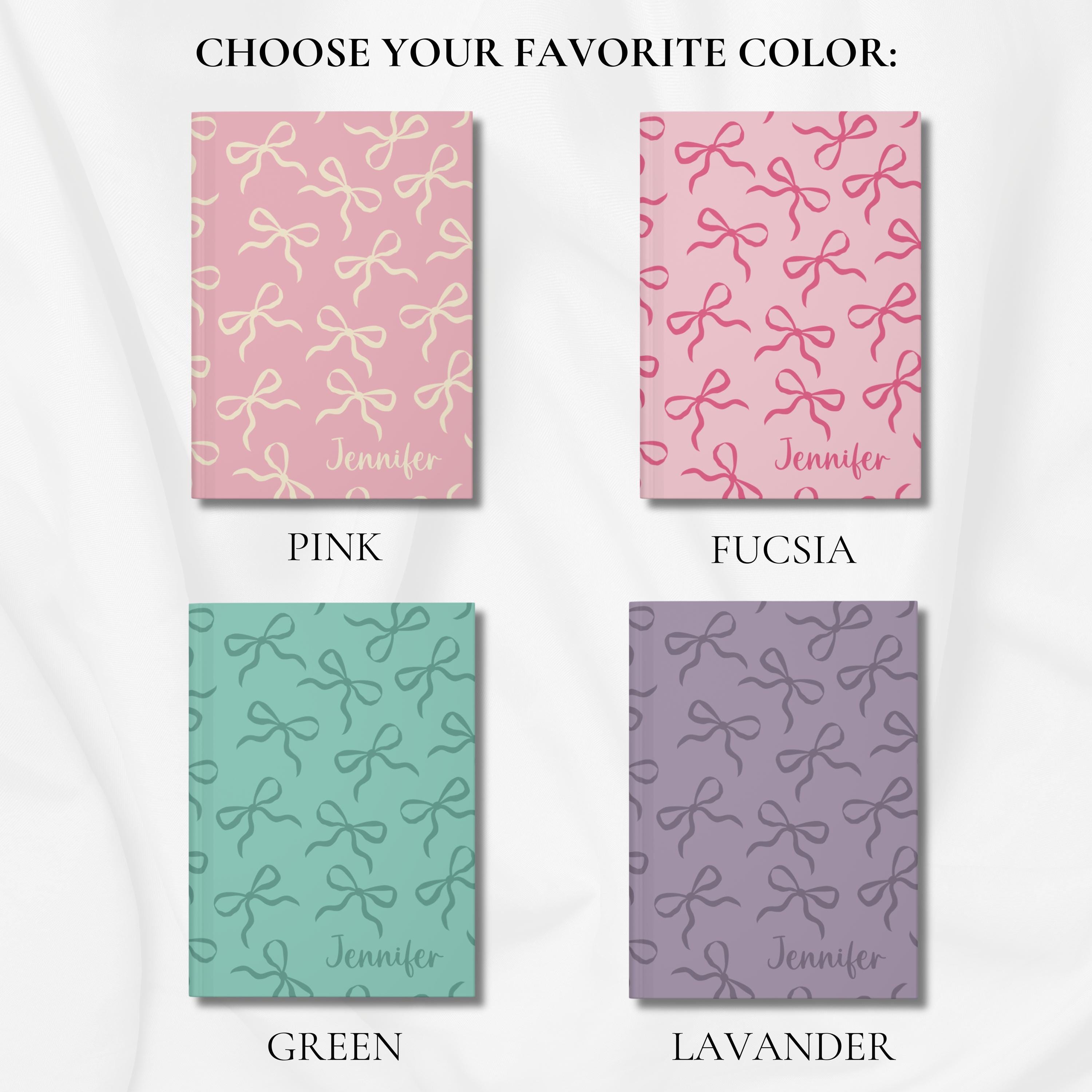 Personalized Pink Bow Journal Cute Aesthetic Custom Notebook for ...