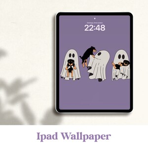 Cute Ghost WALLPAPER DESKTOP for Halloween, MacBook Wallpaper Aesthetic Background, Cute Halloween Wallpaper Laptop MacBook Wallpaper image 9