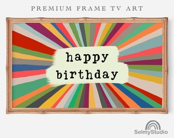 Marco de cumpleaños para TV, rayas de colores (descarga instantánea)