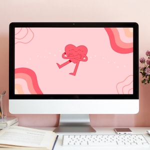 Cozy Spring Cute Heart DESKTOP WALLPAPER, Cute Heart Wallpaper, Self Love, Valentine’s Day, valentine, Digital Wallpaper, Instant Download