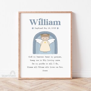 Guardian Angel Baptism Gift  Personalized PRINTABLE, New Baby Gift, Godchild Baptism Sign, Dedication Gift, Printable Nursery Wall Art