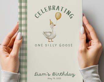 Birthday BOOK for First Birthday One Silly Goose Birthday Baby Memory Book 1st Birthday Gift Silly Goose Custom Birthday Letters Book