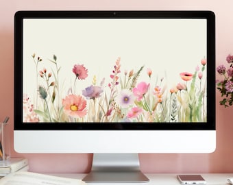 Wildflower Desktop Wallpaper Floral Computer Background Spring Laptop Wallpaper Instant Download