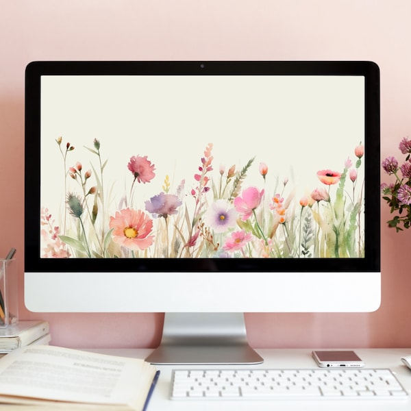 Wildflower Desktop Wallpaper Floral Computer Background Spring Laptop Wallpaper Instant Download