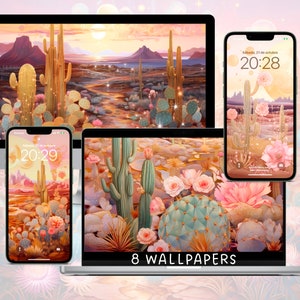 Cactus Desktop Wallpaper Botanical Wallpaper Aesthetic Cactus Lover Desktop Wallpaper Cactus Desktop Organizer Wallpaper
