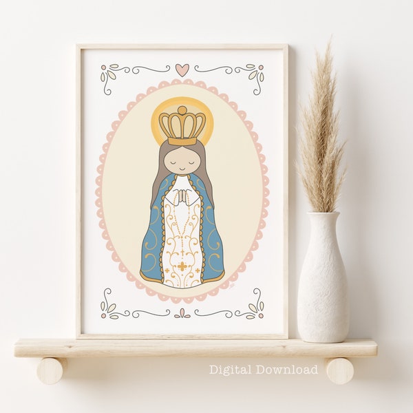 Blessed VIRGIN MARY Art Print, Catholic Art Print, Virgin Mary Digital Painting, Religious Art, Catholic Gift, Digital Download,