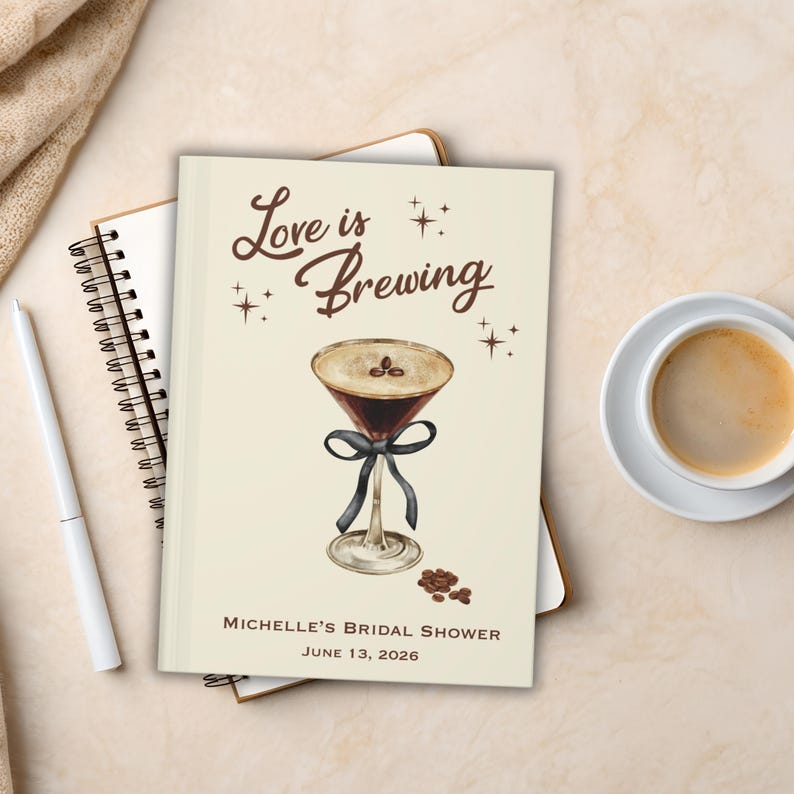 Coffee Bridal Shower Guest Book: Espresso Martini Decor, Letters to Bride Keepsake image 10