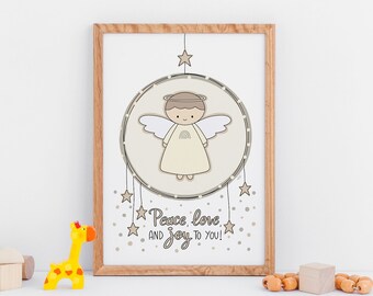 Baby Blessing Gift, GUARDIAN ANGEL Printable Art, Catholic Baby Gift, Catholic Baby Shower, Baptism, Instant Download