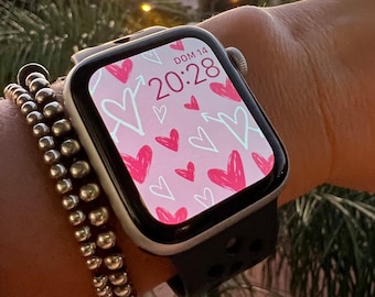 Apple Watch Wallpaper Valentines Day Wallpaper Hearts Background Smartwatch Pink Wallpaper Apple Watch Face Digital Download