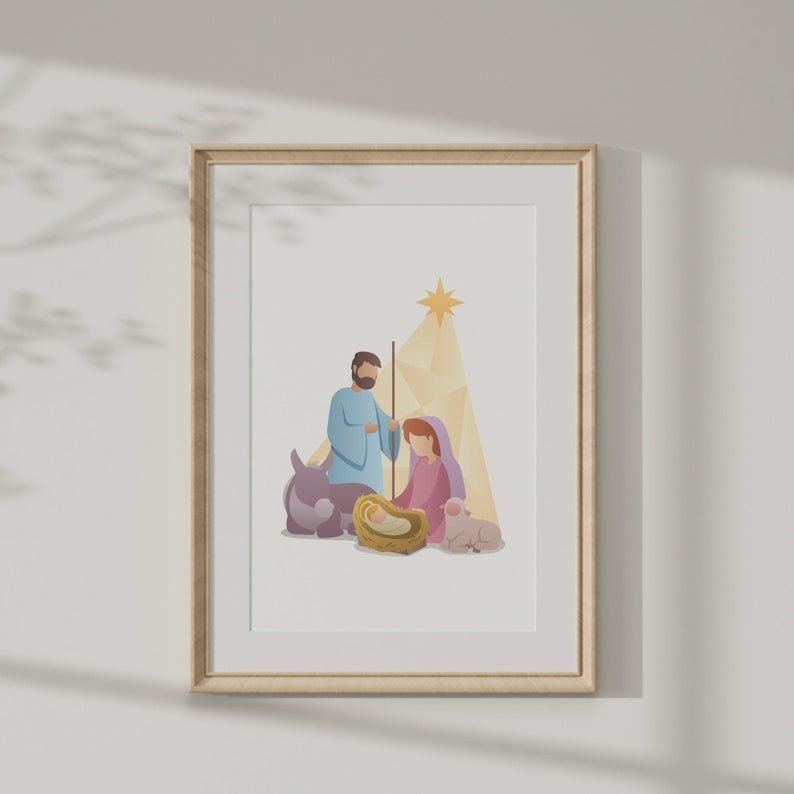 Nativity Scene Art Christmas Digital Download Christmas Etsy