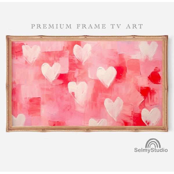 Valentines Day FRAME TV Art, Valentine Hearts Frame Tv Art, Abstract Valentines Pink Heart Samsung Frame Tv Art, Instant Download