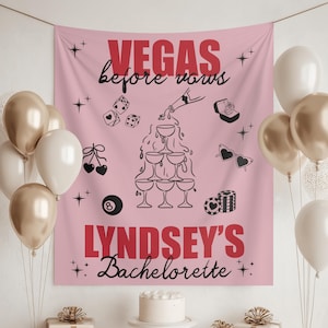 Las Vegas Bachelorette Banner Custom Bachelorette Party Decor Lucky in Love Backdrop Casino Theme Bridal Shower Sign Vegas before Vows