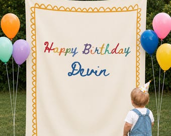 Birthday Name Flag, Birthday Banner, Custom Birthday Banner, Fabric Sign, Fabric Birthday Sign