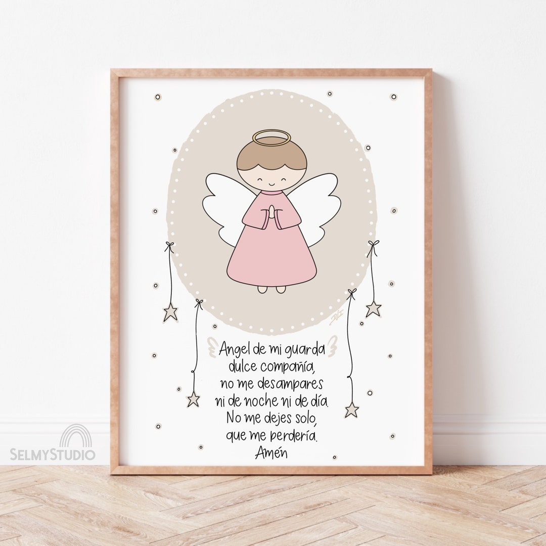 GUARDIAN ANGEL PRAYER in Spanish, Catholic Printable Wall Art for Girl