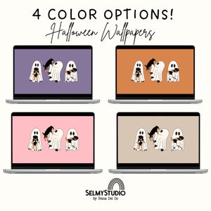 Cute Ghost WALLPAPER DESKTOP for Halloween, MacBook Wallpaper Aesthetic Background, Cute Halloween Wallpaper Laptop MacBook Wallpaper image 3