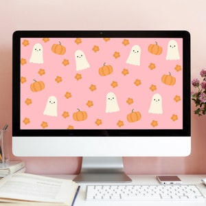 HALLOWEEN DESKTOP Wallpaper, Fall Pumpkin Laptop Wallpaper, Aesthetic Mac Background, Cute Laptop Background, Instant Download