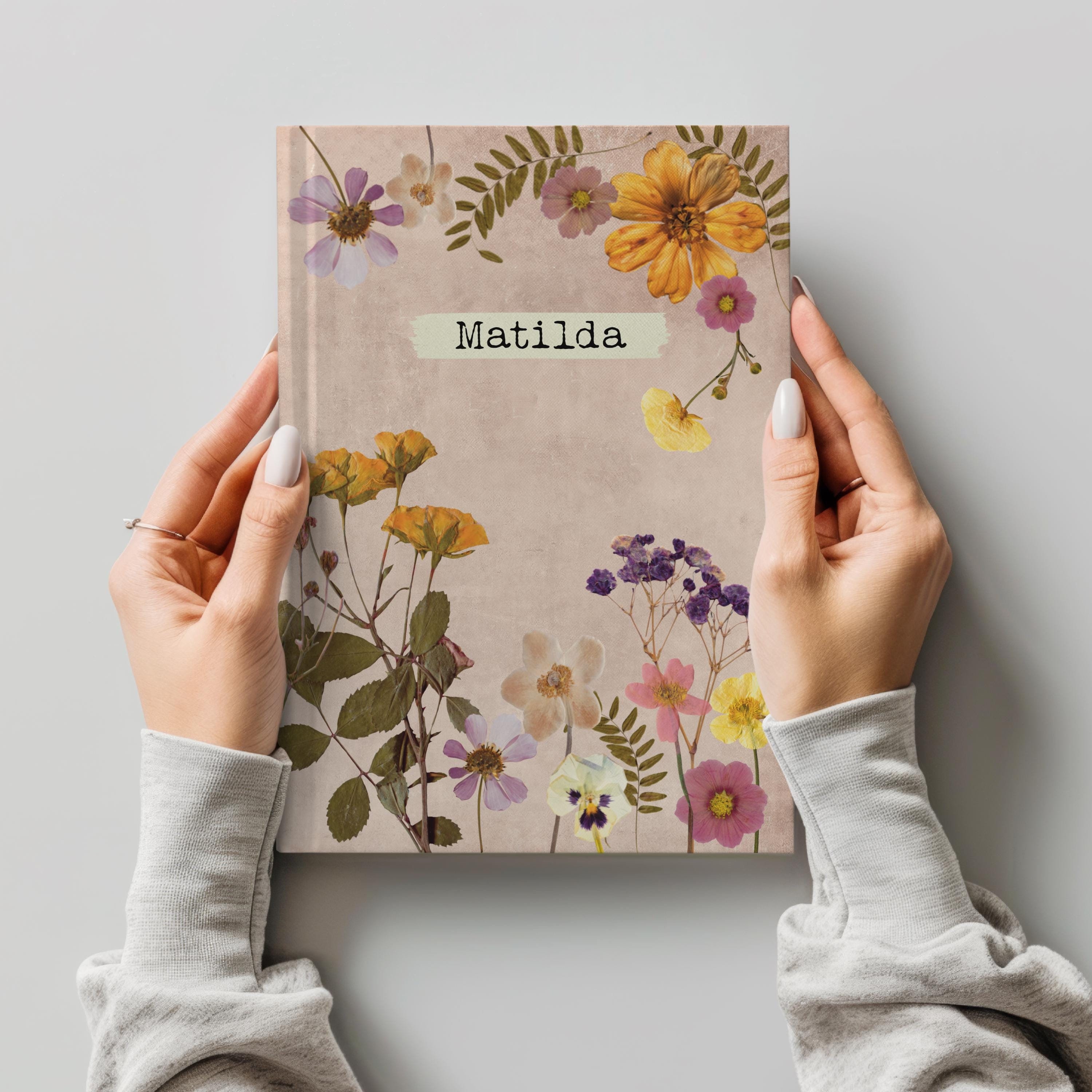 Personalized Journal for Women Pressed Flowers Custom Name Notebook - Etsy