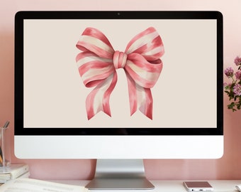 Coquette Bow Desktop Wallpaper rosa Ballettcore ästhetischen Hintergrund Preppy College Computer Wallpaper