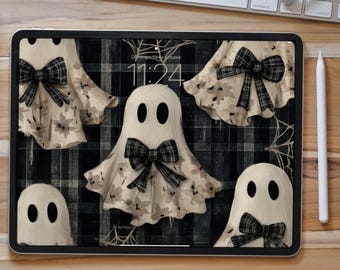 Fondo de pantalla de Halloween para iPad, Fondo de pantalla de fantasma coqueto para iPad, Fondo de pantalla de fantasma para tableta, Fondo espeluznante lindo, Fondo espeluznante para iPad