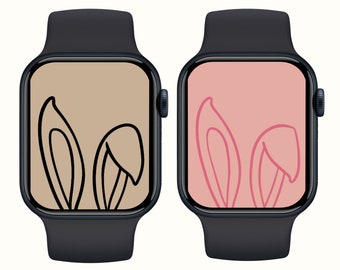 Apple Watch wallpaper EASTER Watch Face Line Art Bunny Ears Easter Aesthetic Watch Background Instant Digital download