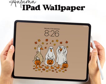Papel de parede para iPad Halloween Silly Goose Outono Outono Papel de parede para iPad Fundo estético de outono para iPad