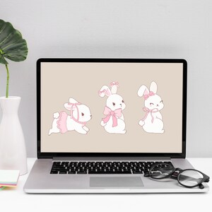 Coquette Bunny Wallpaper Easter Wallpaper Pink Desktop Wallpaper Cute ...