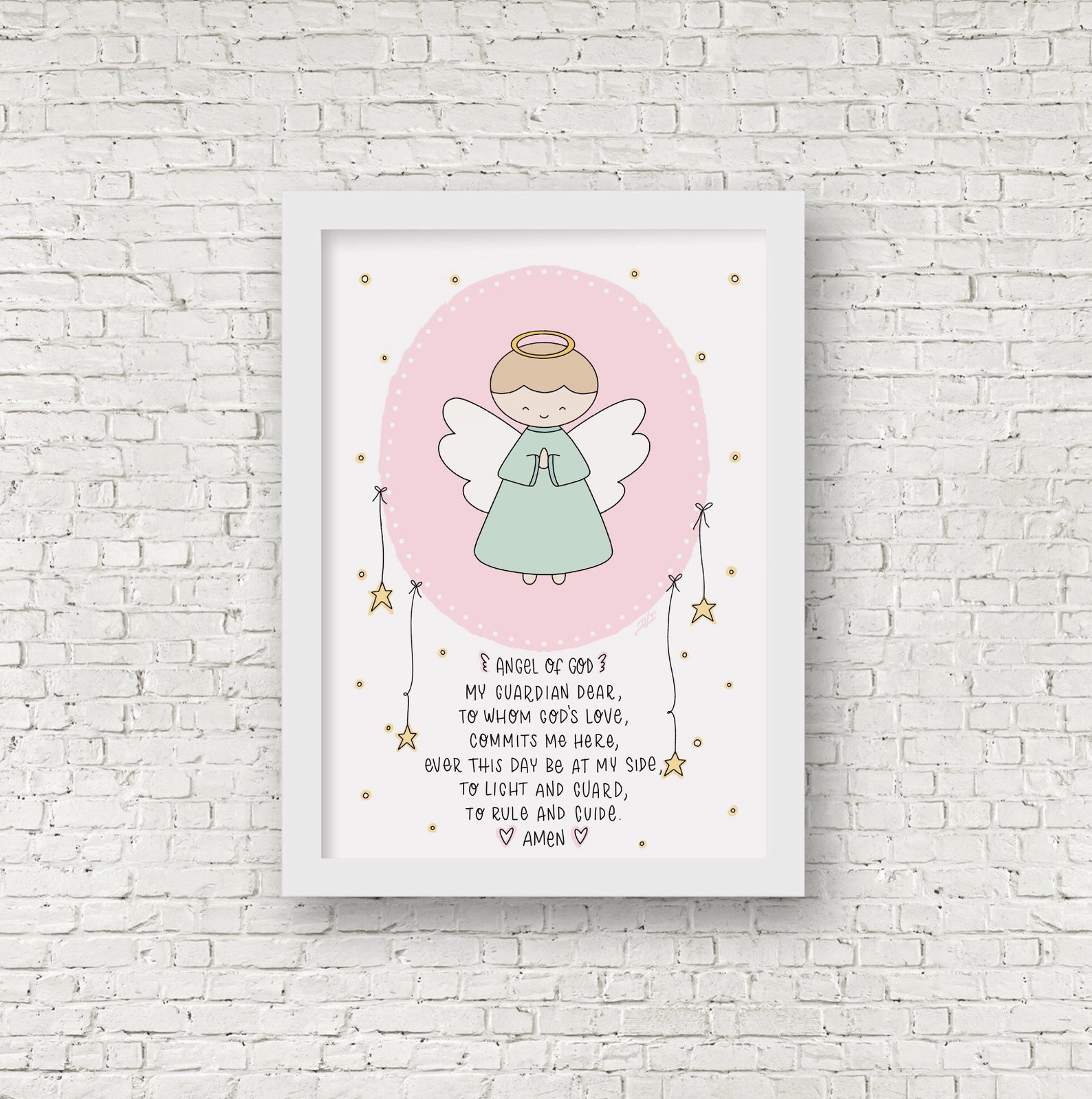 Guardian Angel prayer printable wall art. Angel of god my Etsy