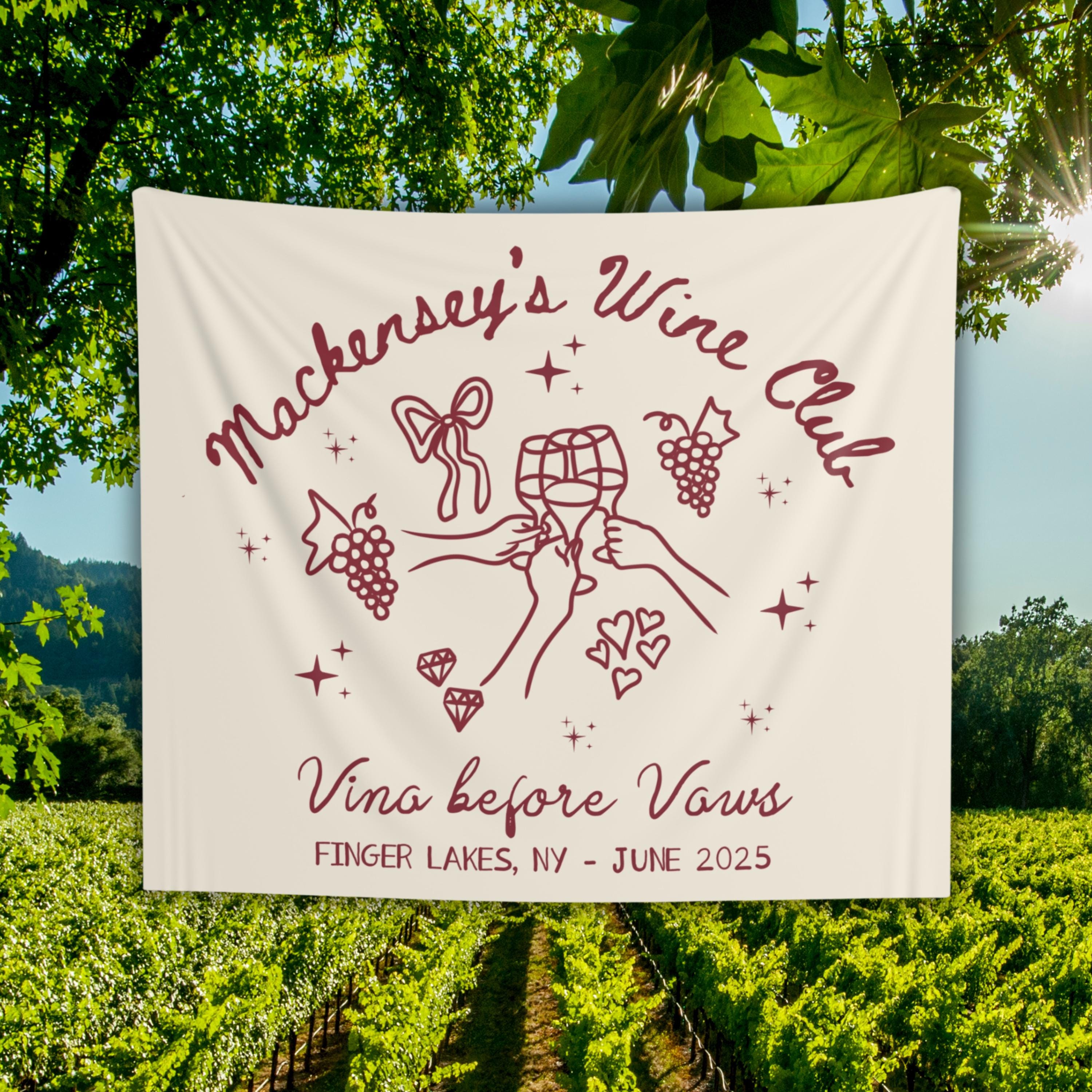 WINE CLUB BACHELORETTE Party Banner Personalized Decorations Vino ...