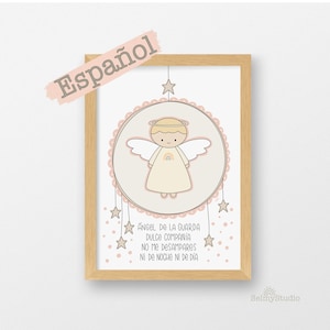 ANGEL de la GUARDA, afdrukbare muurkunst, beschermengel gebed print voor kinderkamer decor, digitale download