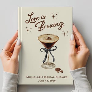 Coffee Bridal Shower Guest Book: Espresso Martini Decor, Letters to Bride Keepsake BLACK