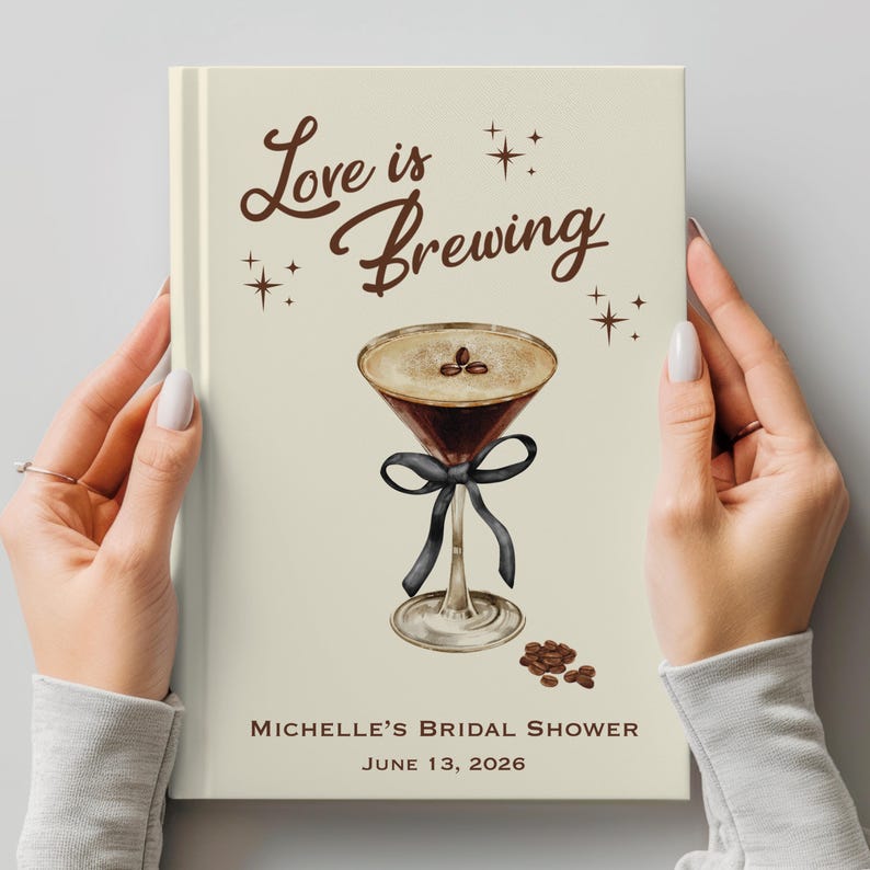 Coffee Bridal Shower Guest Book: Espresso Martini Decor, Letters to Bride Keepsake BLACK