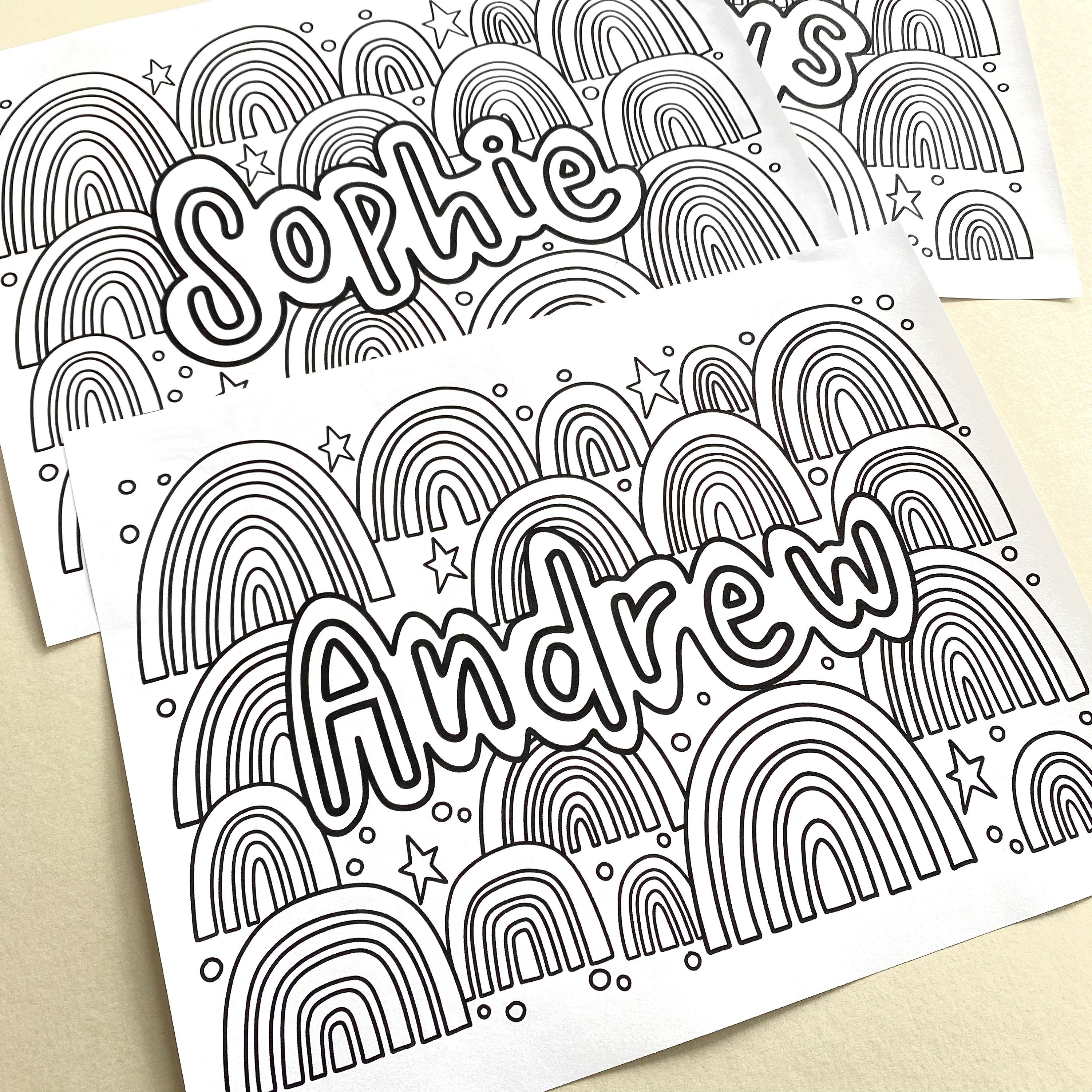 Personalized RAINBOW Coloring Pages for Kids Custom Coloring | Etsy