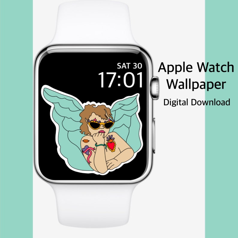Apple WATCH WALLPAPER Apple Watch Face Cute Angel Black - Etsy