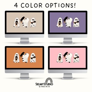 Cute Ghost WALLPAPER DESKTOP for Halloween, MacBook Wallpaper Aesthetic Background, Cute Halloween Wallpaper Laptop MacBook Wallpaper image 2