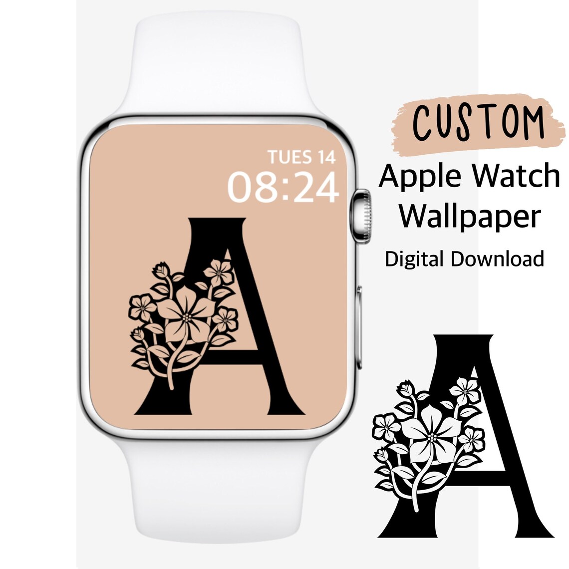 Initial Apple Watch Wallpaper Monogram Apple Watch Wallpaper Etsy