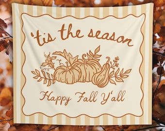 Personalisierte Happy Fall Y'all Porch Sign: Benutzerdefinierte Streifen Herbst Banner