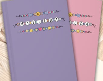 GIRL GIFTS PERSONALIZED Journal for Girls 6 7 8 9 10 11 12 13 Birthday Gift for Girls Custom Name Friendship Bracelet