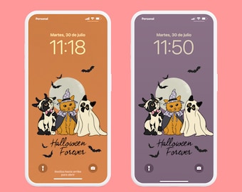 FALL PHONE WALLPAPERS, Fondo de pantalla de Halloween para iPhone, Conjunto de fondos de pantalla de teléfonos inteligentes de otoño, Lindo fondo de teléfono espeluznante, Fondo de teléfono espeluznante