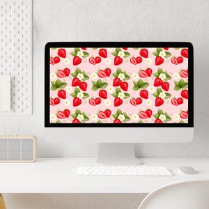 DESKTOP WALLPAPER CHERRY Desktop Wallpaper Strawberry Aesthetic Pink ...